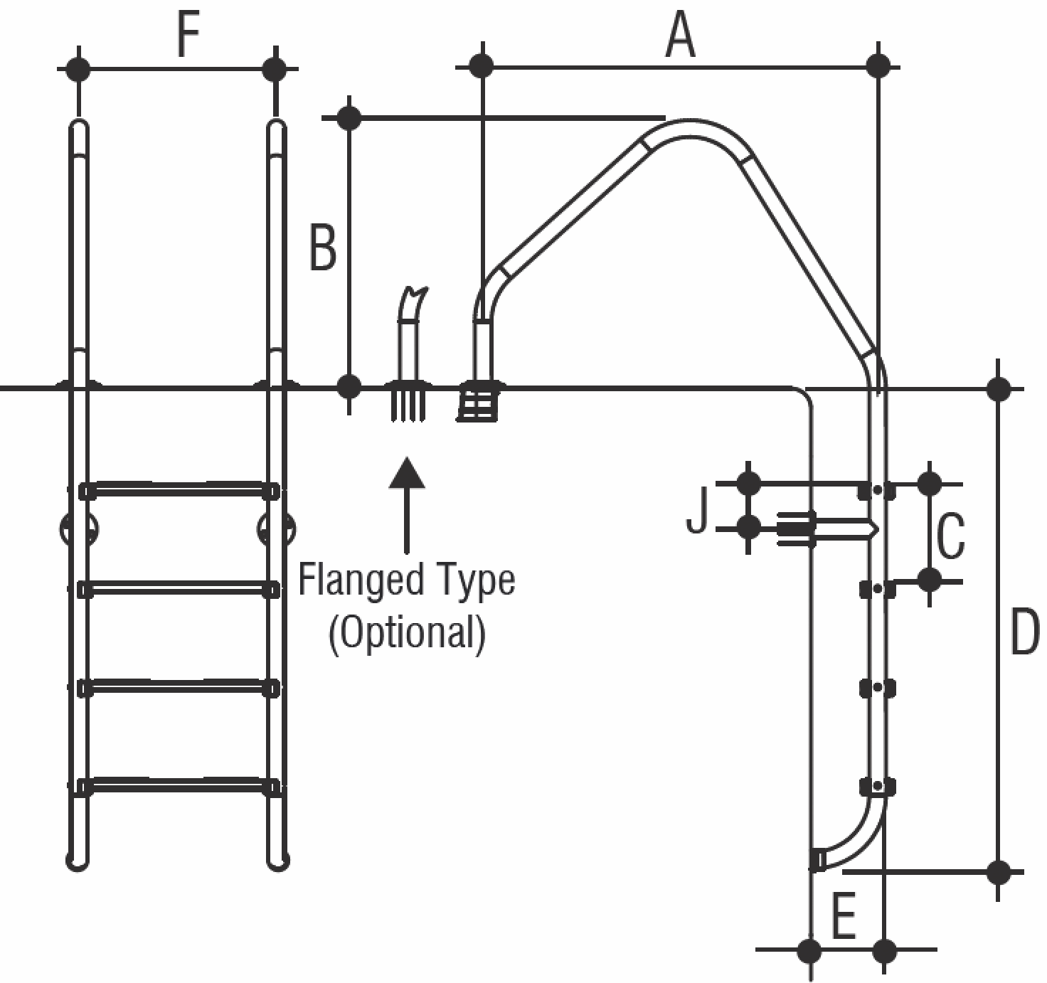 Лестница 3 ступени Gemas OVERFLOW AISI 316 (0312412)
