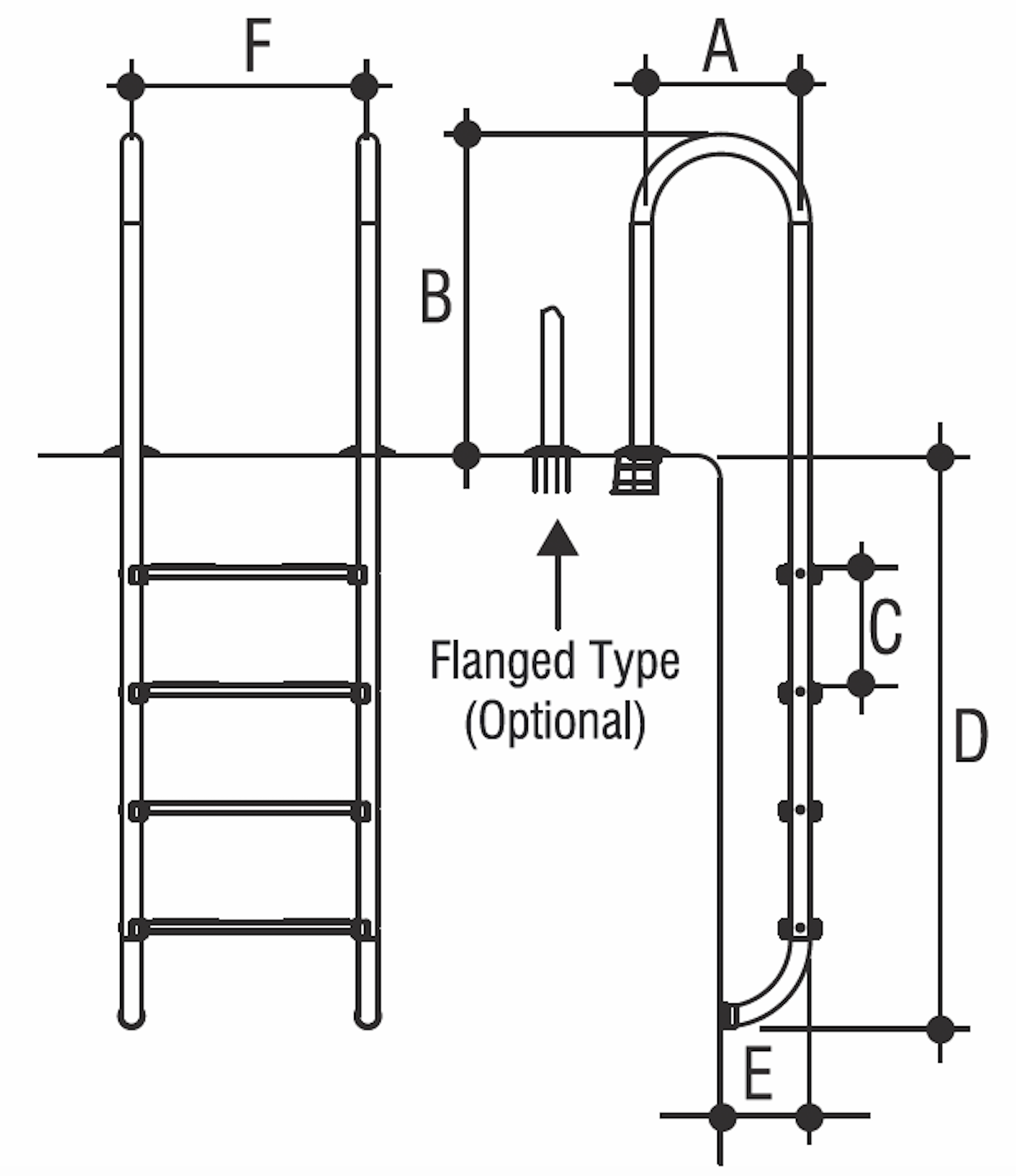 Лестница 5 ступеней Gemas U AISI 316 (0312224)