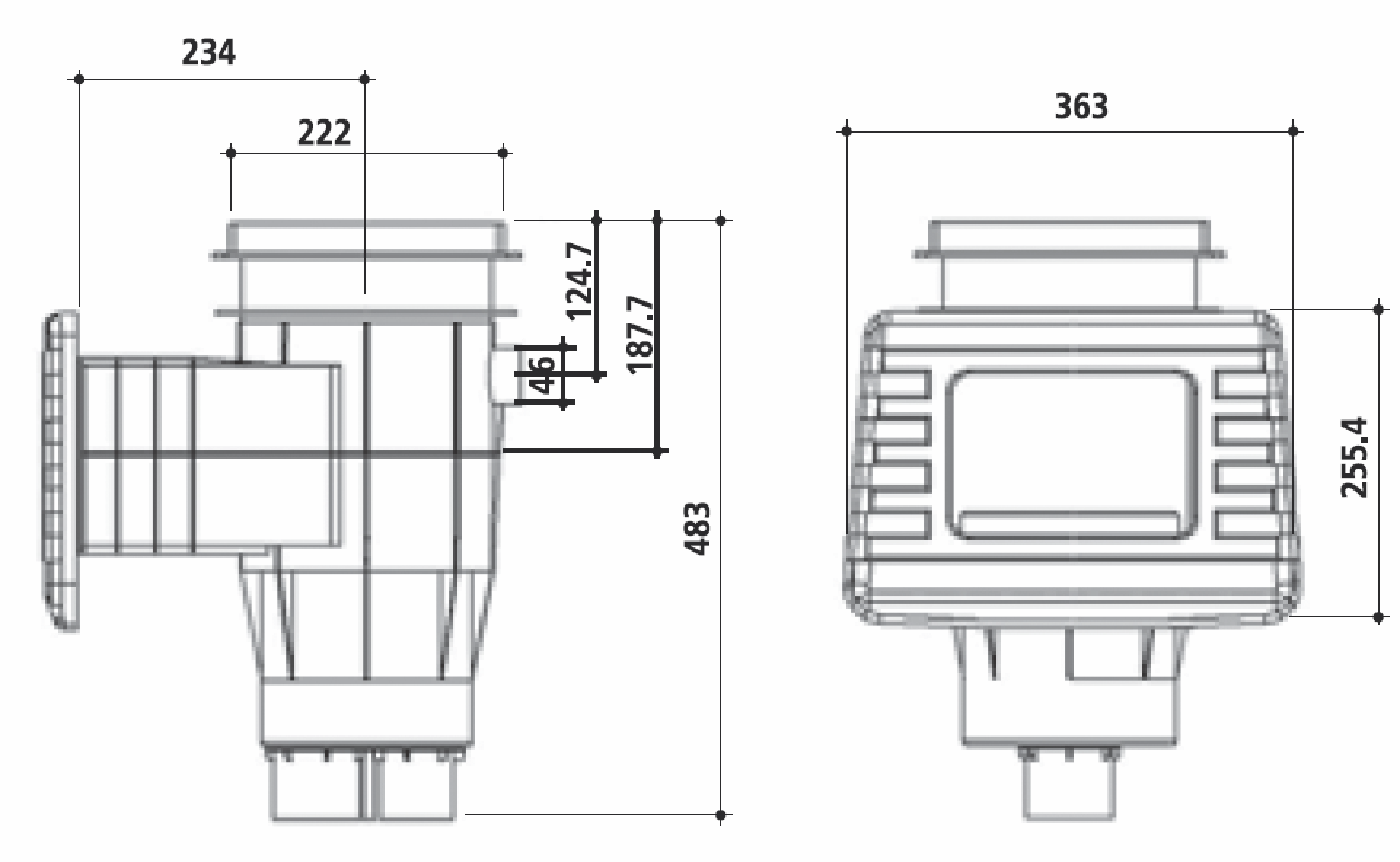 Скиммер Gemas 363х255,4мм 2" ВР с квадратной крышкой с декор. рамкой (плитка) (04121FW)