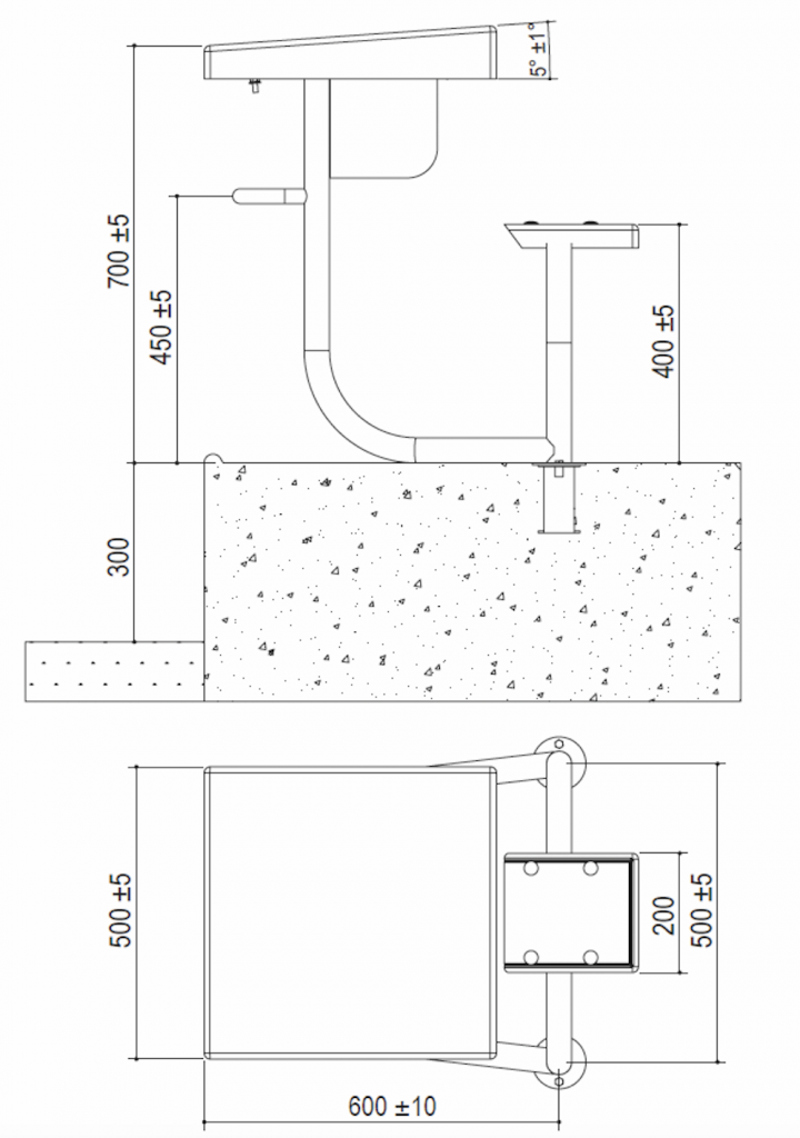 Стартовая тумба Gemas H=700мм AISI 304 (14121)
